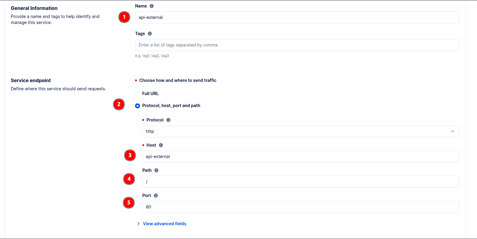 Tela de Gateway Services
